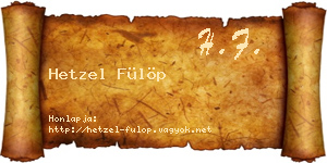 Hetzel Fülöp névjegykártya